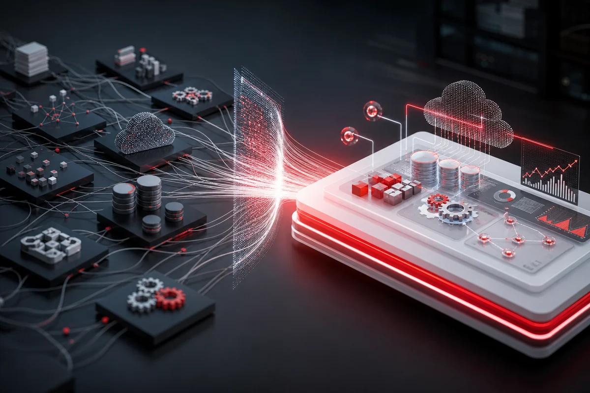 Plataforma digital integrando procesos, nube, datos, automatización y analítica