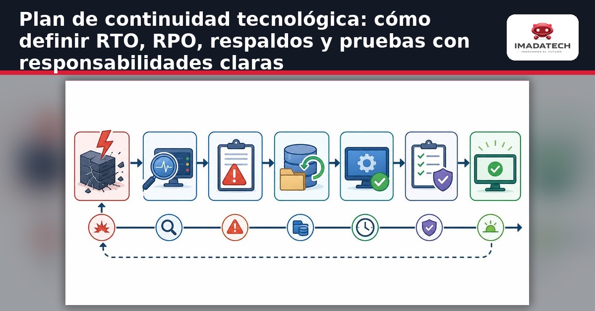 Imagen destacada de Plan de continuidad tecnológica: cómo definir RTO, RPO, respaldos y pruebas con responsabilidades claras