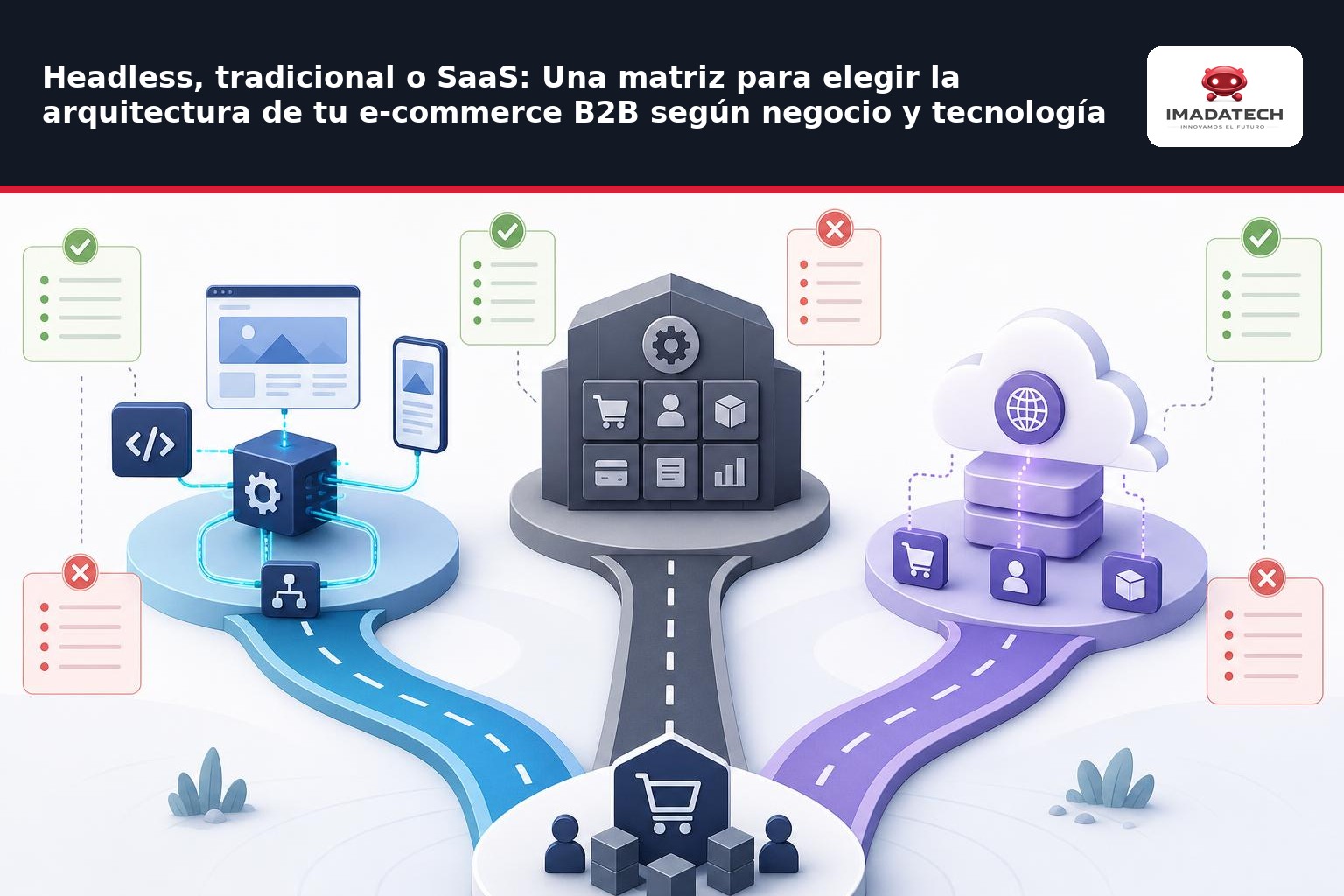Imagen de apoyo de Headless, tradicional o SaaS: Una matriz para elegir la arquitectura de tu e-commerce B2B según negocio y tecnología