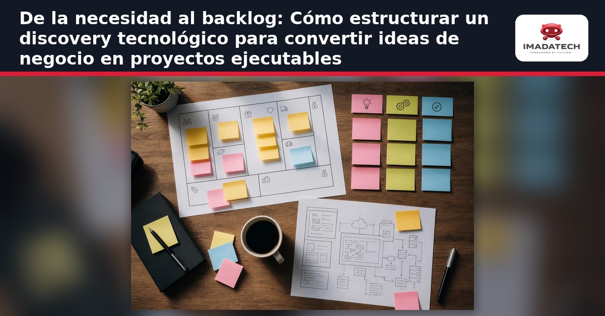 Diagrama de flujo del proceso de discovery tecnológico: desde la necesidad de negocio hasta el backlog priorizado de desarrol